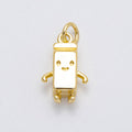 16K Gold Filled 16mm Smiley Face Milk Carton 3D Multidimensional Charm | Charms-00459