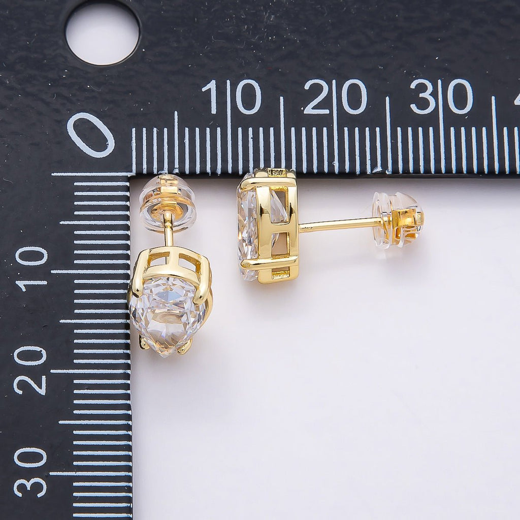 16K Gold Filled 17mm Clear CZ Teardrop Stud Earrings in Gold & Silver | Earrings-00374 Earrings-00375