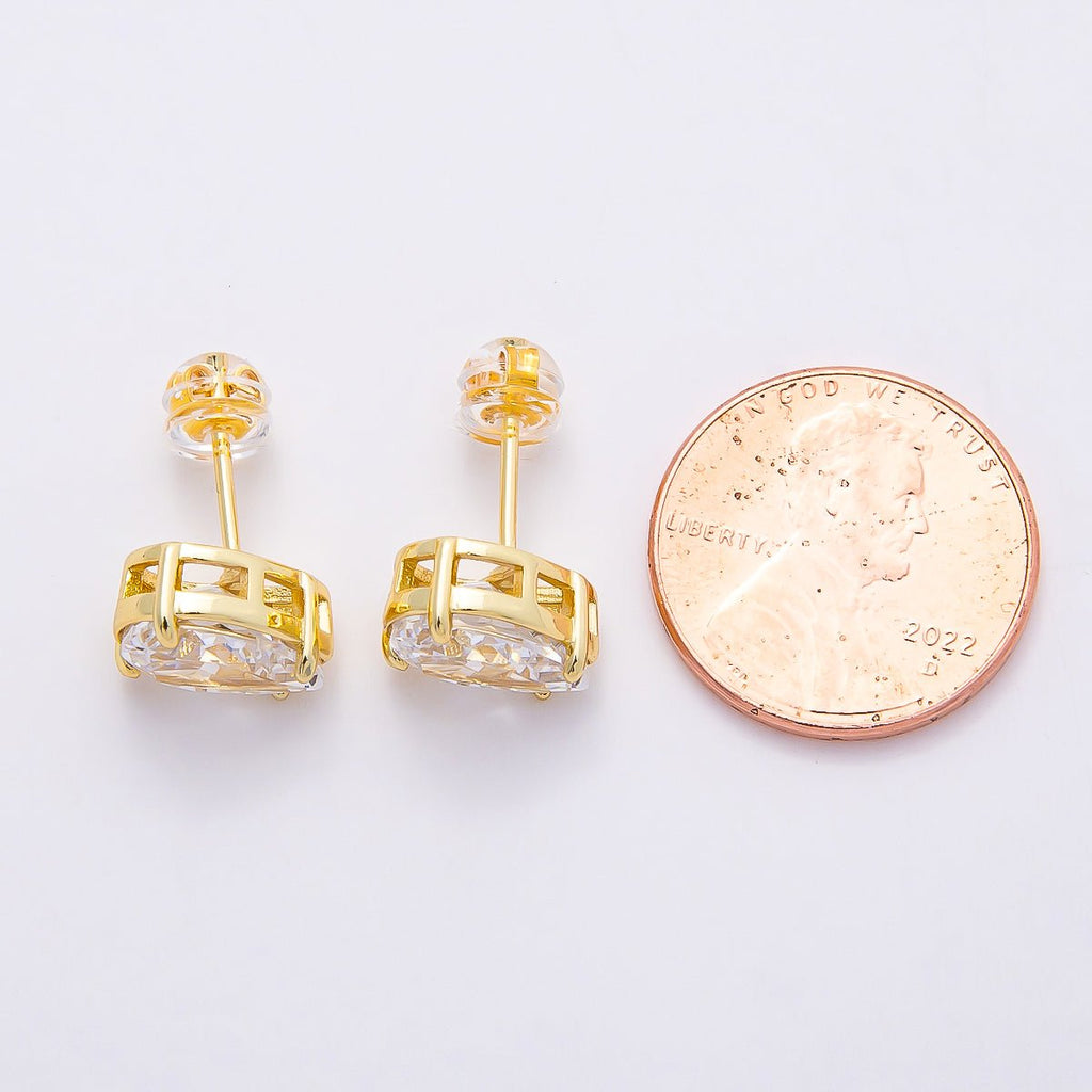 16K Gold Filled 17mm Clear CZ Teardrop Stud Earrings in Gold & Silver | Earrings-00374 Earrings-00375