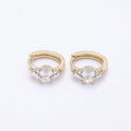16K Gold Filled 17mm Clear Round Oval CZ Solitaire Cartilage Huggie Earrings | Earrings-00452