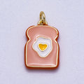 16K Gold Filled 17mm Egg Toast Breakfast Enamel Charm | Charms-00578