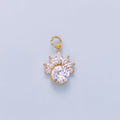 16K Gold Filled 17mm Marquise Round CZ Flower Solitaire Mini Charm | Charms-01044