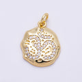 16K Gold Filled 17mm Micro Paved CZ "ॐ" Om Sanskrit Round Charm | Charms-01467