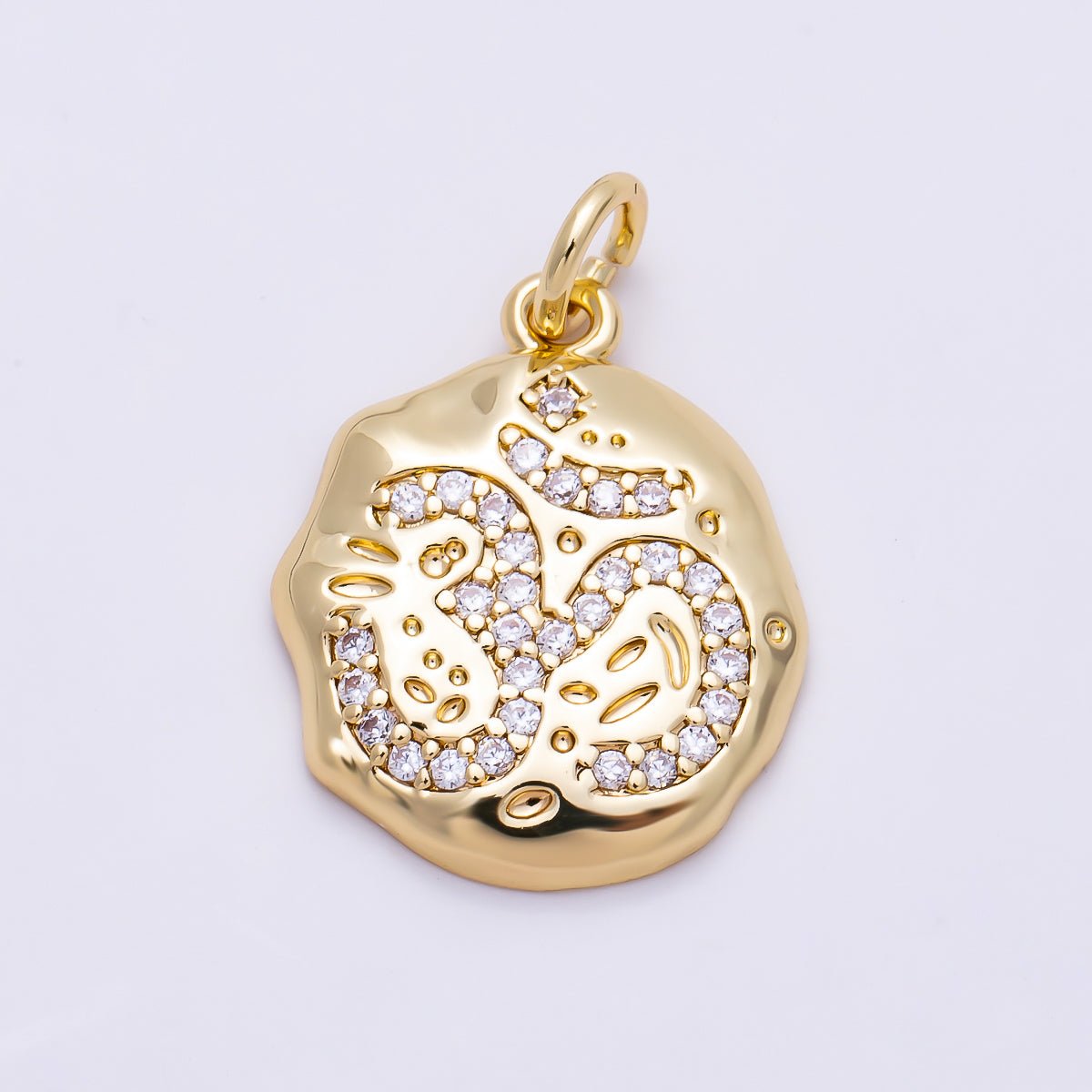 16K Gold Filled 17mm Micro Paved CZ "ॐ" Om Sanskrit Round Charm | Charms-01467
