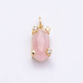 16K Gold Filled 17mm Rose Quartz, Amethyst, Citrine Multifaceted Oval Gemstone CZ Pendant | Charms-01009 - Charms-01011