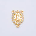 16K Gold Filled 18.5mm Mother Mary Lady of Guadalupe Micro Paved CZ Oval Rosary Center in Gold & Silver | Connectors-00028 Connectors-00029