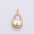 16K Gold Filled 18.5mm Teardrop CZ Bezel Solitaire Pendant in Gold & Silver | Charms-01376 Charms-01377