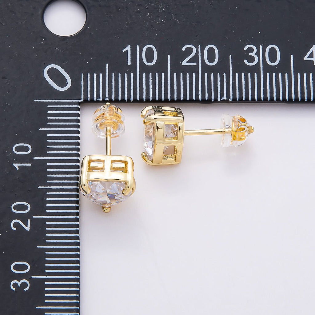 16K Gold Filled 18mm Clear CZ Heart Love Stud Earrings in Gold & Silver | Earrings-00376 Earrings-00377