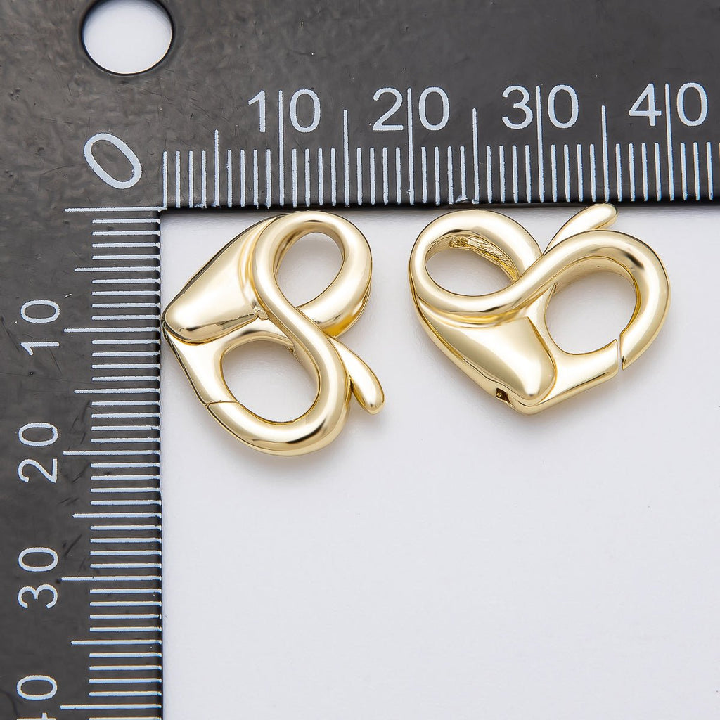 16K Gold Filled 18mm Heart Claw Clasps Findings in Gold & Silver | Findings-00146 Findings-00147