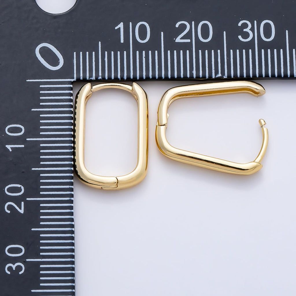 16K Gold Filled 18mm Minimalist Oblong Rectangle Hoop | Earrings-00646
