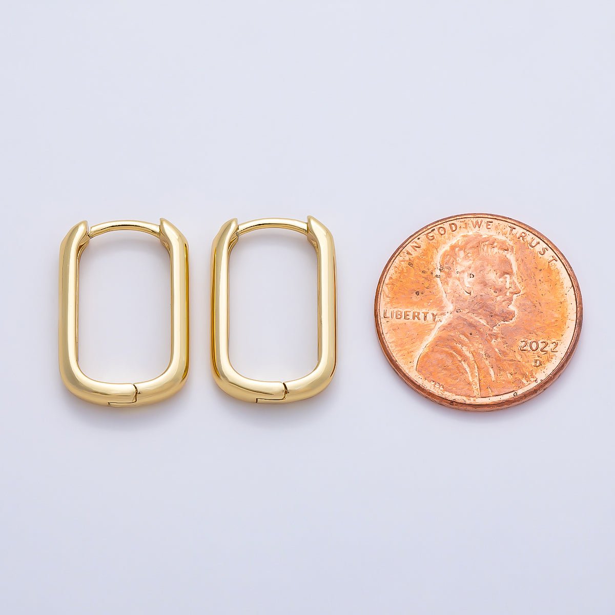 16K Gold Filled 18mm Minimalist Oblong Rectangle Hoop | Earrings-00646