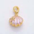 16K Gold Filled 18mm Pink, White Enamel Seashell Star Fish Drop Rondelle Pendant | Charms-00768 Charms-00769