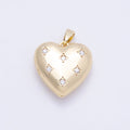 16K Gold Filled 19mm Clear CZ Starburst Dotted Love Heart Locket Pendant | Charms-01036