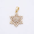 16K Gold Filled 19mm Clear CZ Winter Snowflake Pendant in Gold & Silver | Charms-00954 Charms-00955