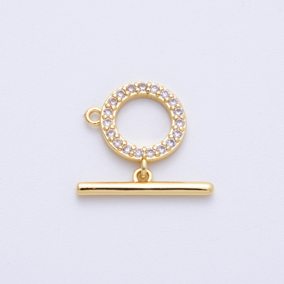 16K Gold Filled 19mm Micro Paved CZ Round Loop Toggle Clasp Finding | Findings-00028