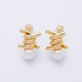 16K Gold Filled 19mm Shell Pearl Knot Stud Earrings | Earrings-00140