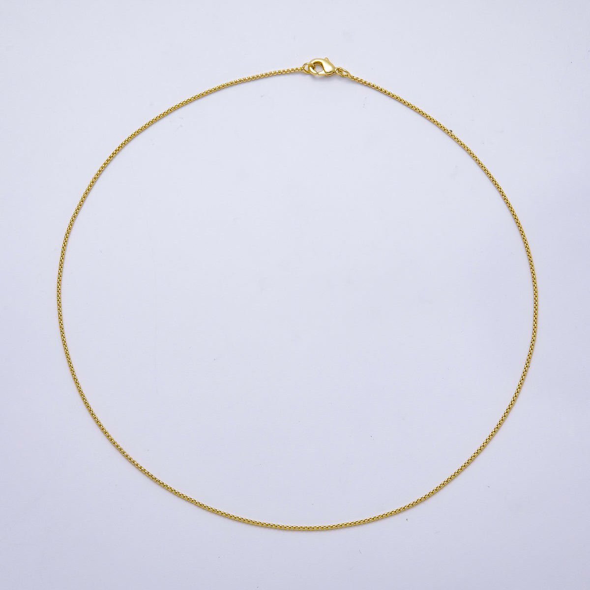 16K Gold Filled 1mm Minimalist Box Chain 16 Inch, 18 Inch, 20 Inch Necklace | WA-04345 ~ WA-04347