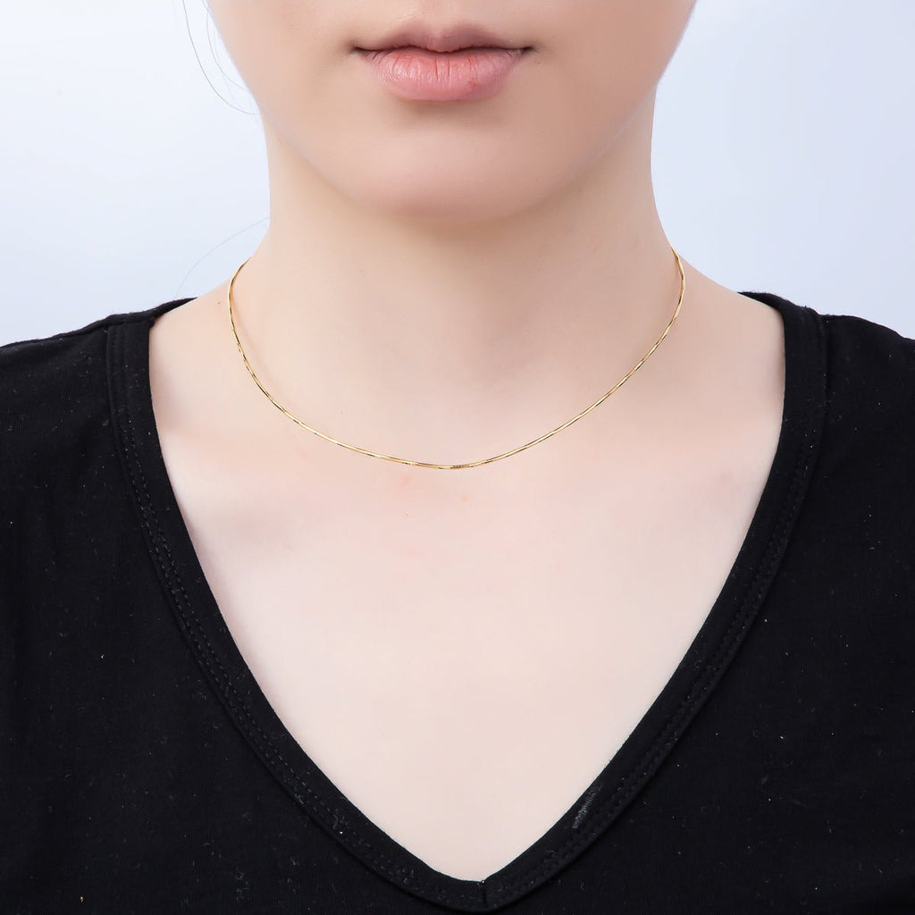 16K Gold Filled 1mm Twist Snake Chain 16 Inch Necklace in Gold & Silver | WA-04474 WA-04475
