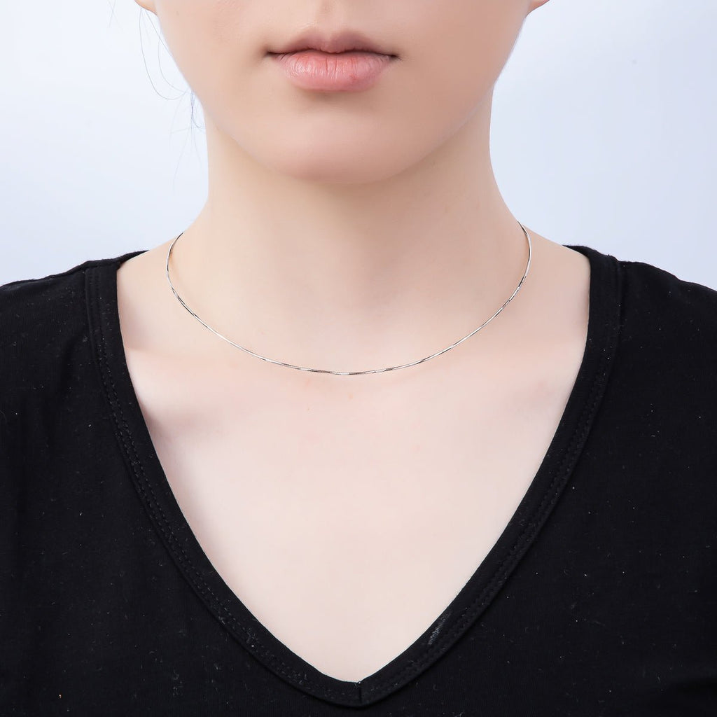 16K Gold Filled 1mm Twist Snake Chain 16 Inch Necklace in Gold & Silver | WA-04474 WA-04475