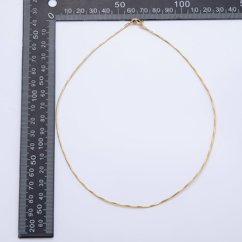 16K Gold Filled 1mm Twist Snake Chain 16 Inch Necklace in Gold & Silver | WA-04474 WA-04475