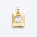 16K Gold Filled 20mm Baguette CZ Rectangular Tag Pendant | Charms-00205