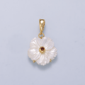16K Gold Filled 20mm Birthstone CZ Mother of Pearl Flower Snap Drop Pendant | Charms-00965 ~ Charms-00976
