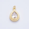 16K Gold Filled 20mm Clear CZ Teardrop Bezel Solitaire Charm | Charms-00665