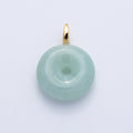 16K Gold Filled 20mm Green Jade Donut Natural Gemstone Pendant | Charms-00259