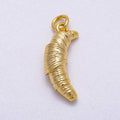 16K Gold Filled 20mm Ribbed Breakfast Croissant 3D Multidimensional Charm | Charms-00577