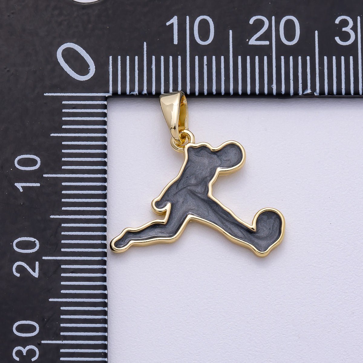 16K Gold Filled 20mm Soccer Athlete Player Silhouette Pendant in Gold & Silver | Charms-00490 Charms-00491