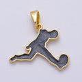 16K Gold Filled 20mm Soccer Athlete Player Silhouette Pendant in Gold & Silver | Charms-00490 Charms-00491