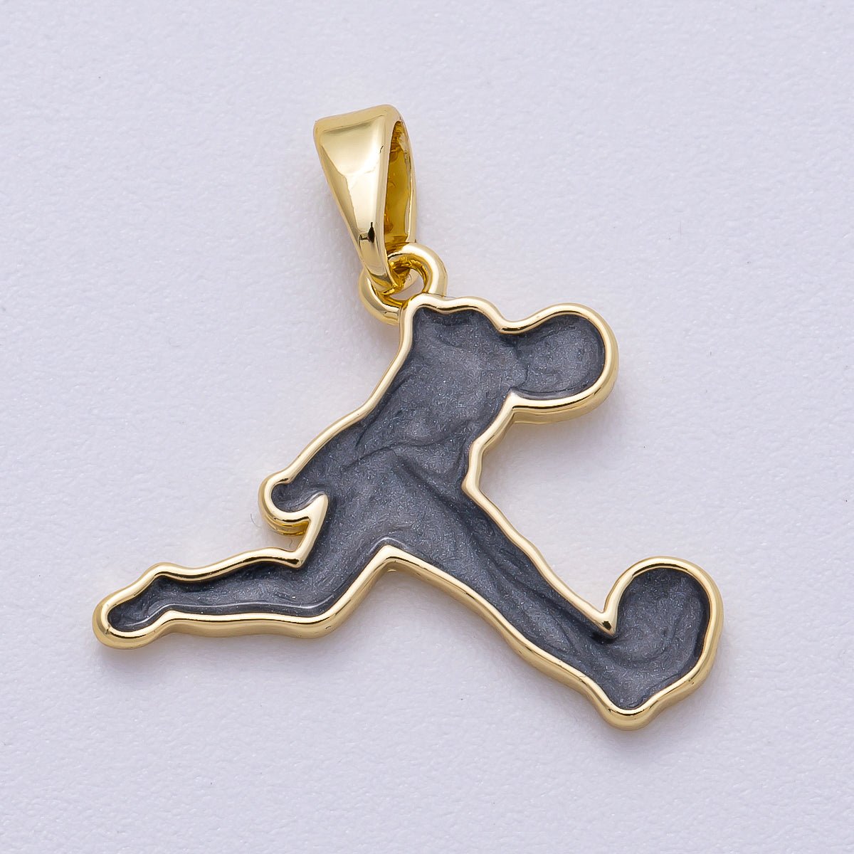 16K Gold Filled 20mm Soccer Athlete Player Silhouette Pendant in Gold & Silver | Charms-00490 Charms-00491