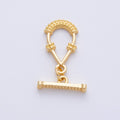 16K Gold Filled 20mm Textured Teardrop OT Toggle Clasp Finding | Findings-00027