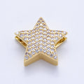 16K Gold Filled 21mm Micro Paved CZ Celestial Star Slide Bead | Beads-00193
