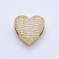 16K Gold Filled 21mm Micro Paved CZ Heart Slide Bead | Beads-00194