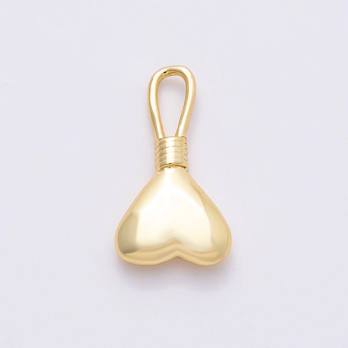 16K Gold Filled 21mm Minimalist Chubby Heart Charm | Charms-00849