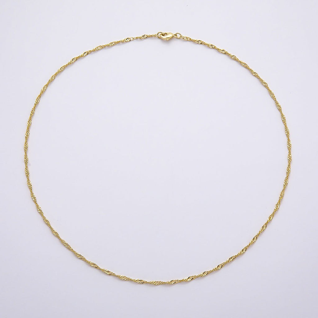16K Gold Filled 2.1mm Minimalist Singapore Chain 15 Inch, 18 Inch Necklace | WA-04482 WA-04483