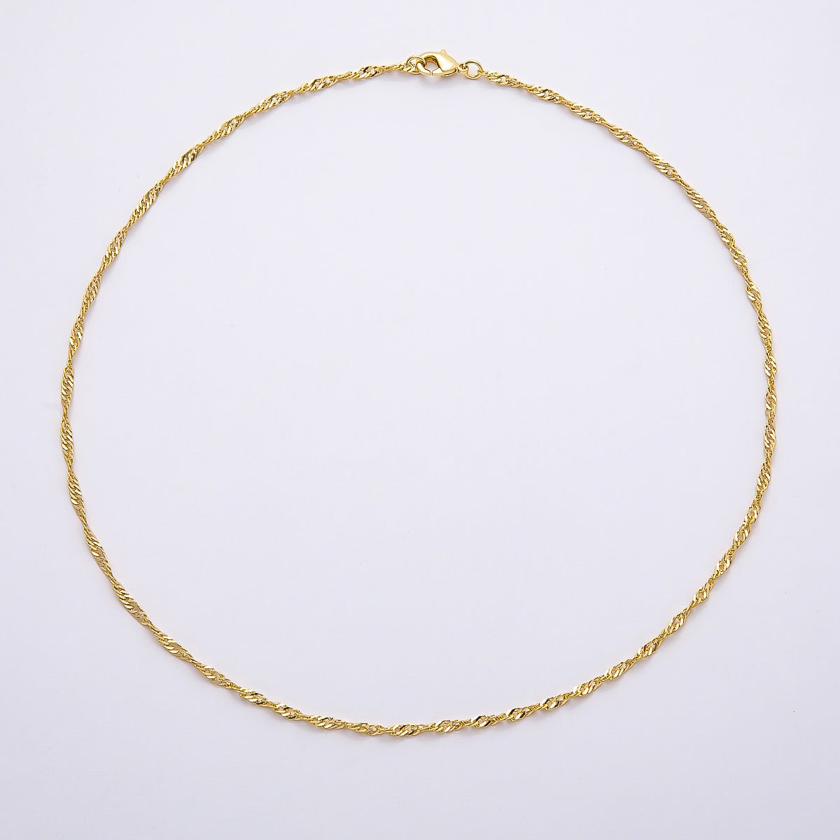 16K Gold Filled 2.1mm Minimalist Singapore Chain 15 Inch, 18 Inch Necklace | WA-04482 WA-04483