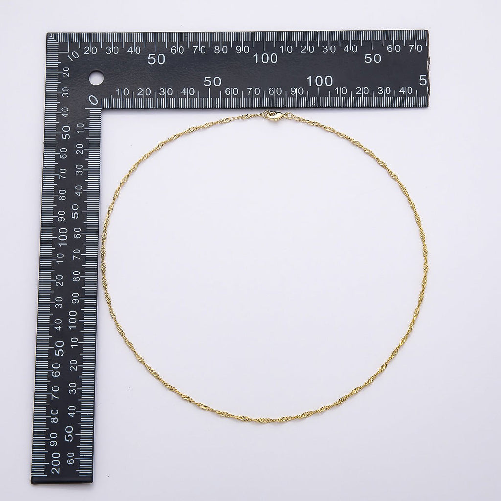 16K Gold Filled 2.1mm Minimalist Singapore Chain 15 Inch, 18 Inch Necklace | WA-04482 WA-04483