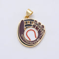 16K Gold Filled 22.5mm Baseball Glove Enamel Sports Pendant | Charms-01109