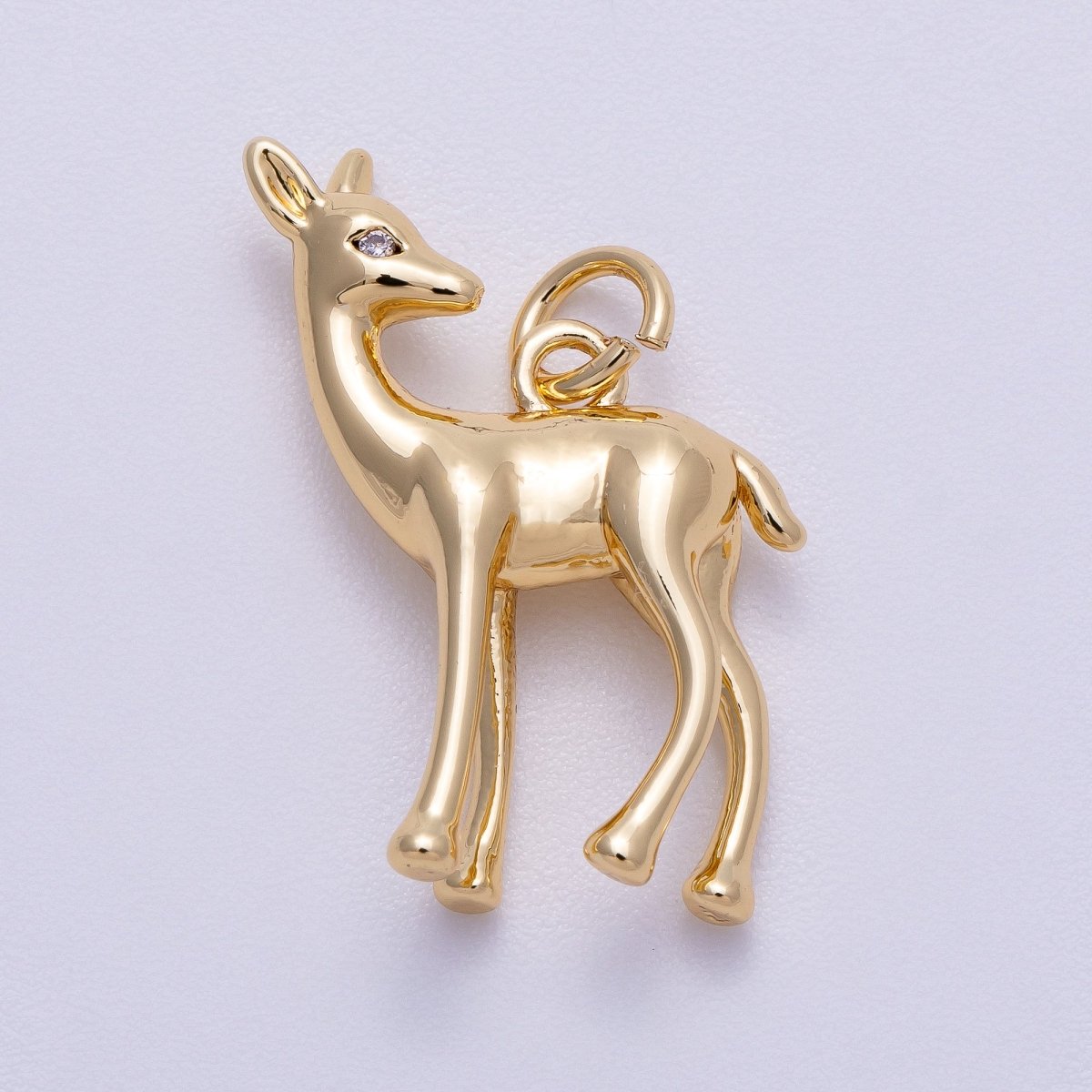 16K Gold Filled 22mm Fawn Deer Forest Animal Minimalist 3D Multidimensional Charm in Gold & Silver | Charms-00606 Charms-00607