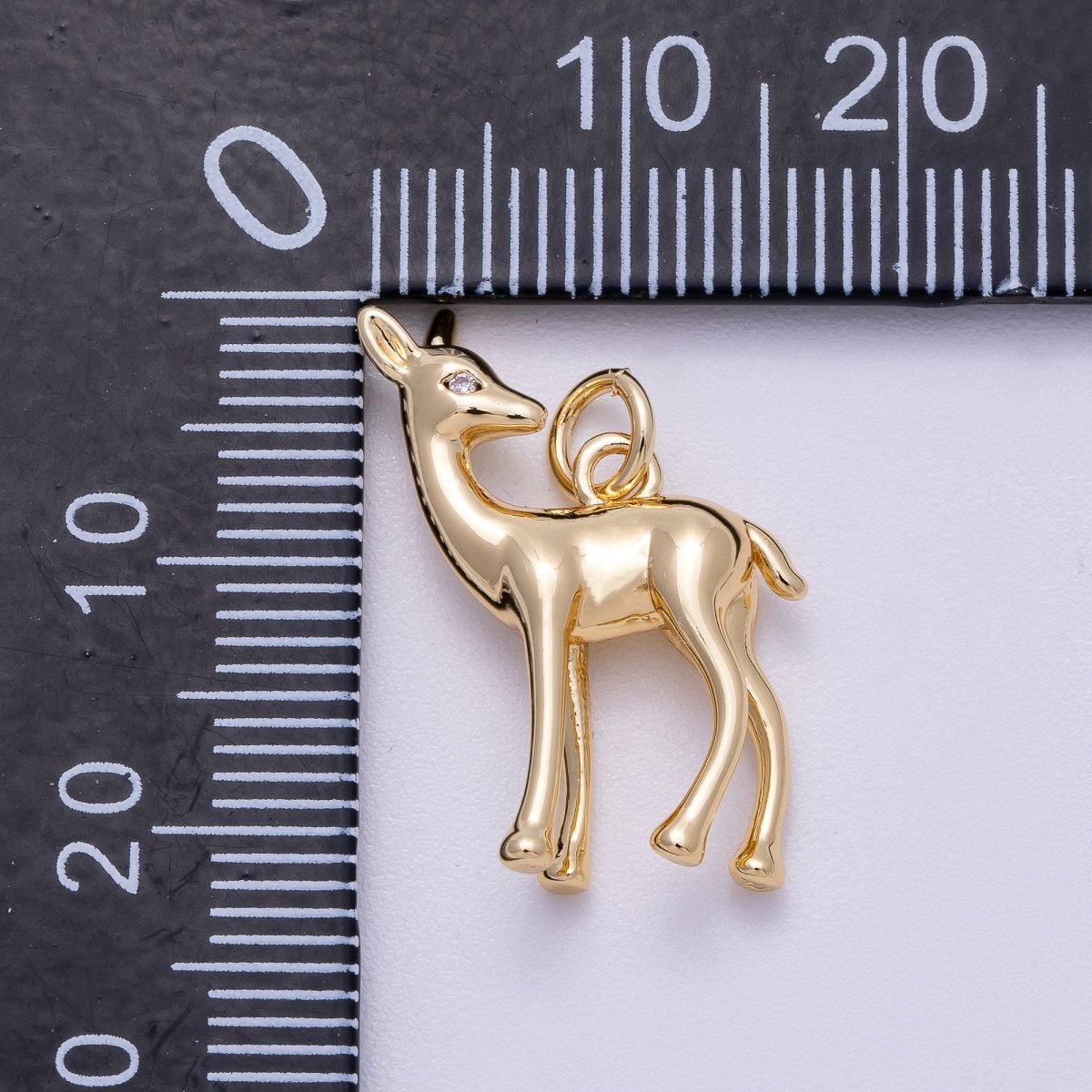 16K Gold Filled 22mm Fawn Deer Forest Animal Minimalist 3D Multidimensional Charm in Gold & Silver | Charms-00606 Charms-00607
