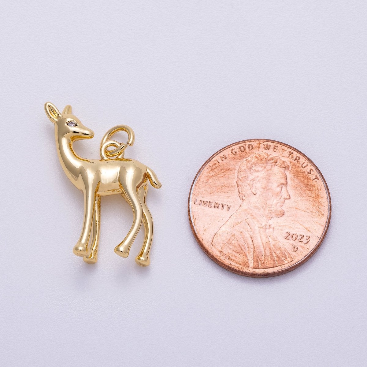 16K Gold Filled 22mm Fawn Deer Forest Animal Minimalist 3D Multidimensional Charm in Gold & Silver | Charms-00606 Charms-00607