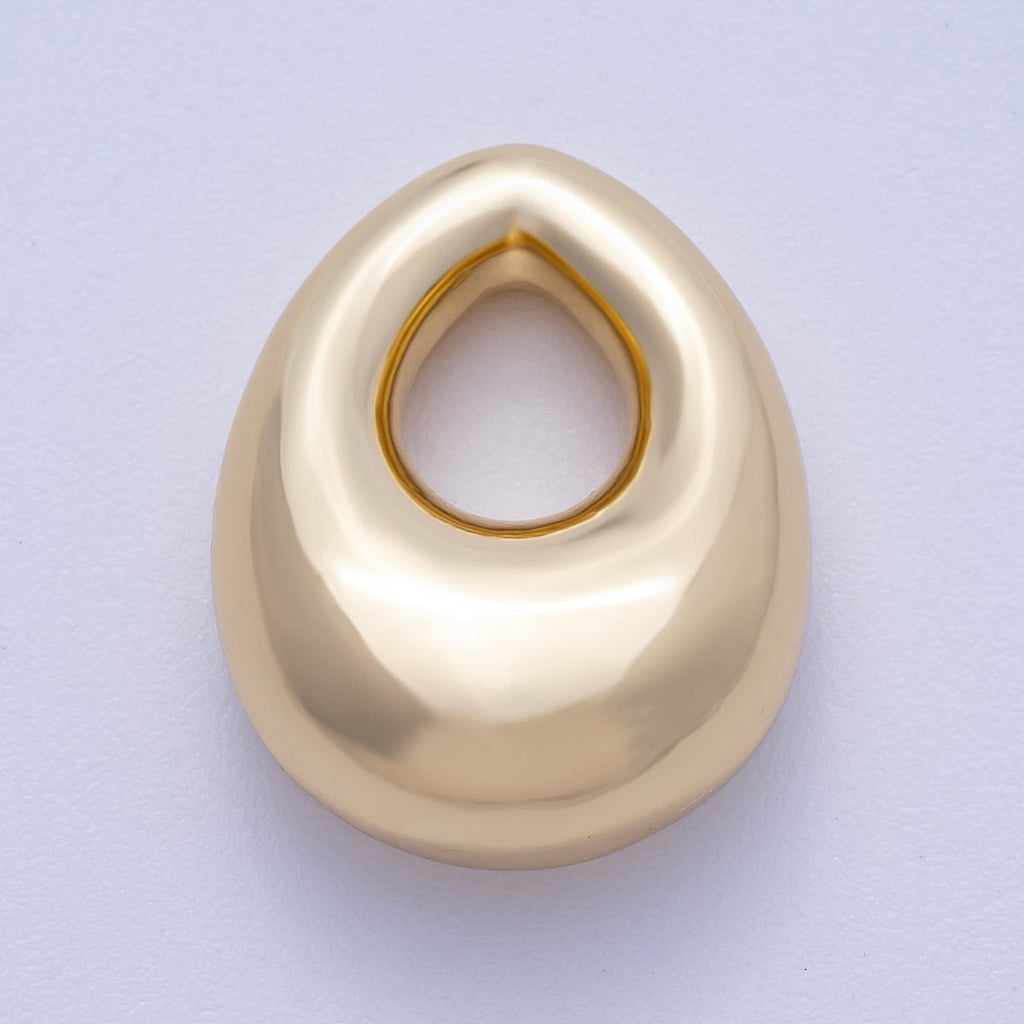 16K Gold Filled 22mm Minimalist Chubby Geometric Teardrop Bead Pendant | BEADS-00235