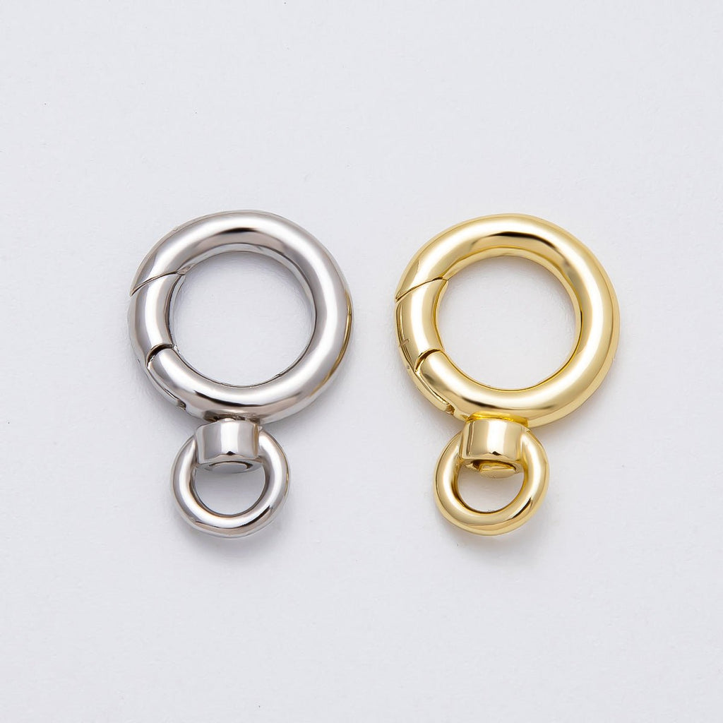 16K Gold Filled 22mm Round Push Gate Swivel Clasps Closure in Gold & Silver | Findings-00140 Findings-00141
