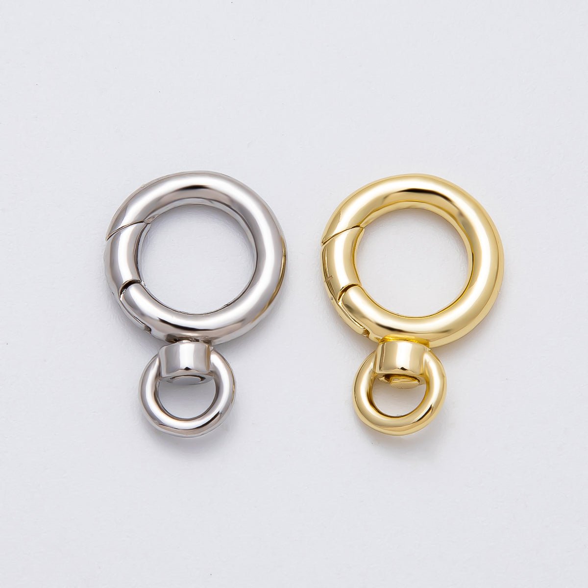 16K Gold Filled 22mm Round Push Gate Swivel Clasps Closure in Gold & Silver | Findings-00140 Findings-00141