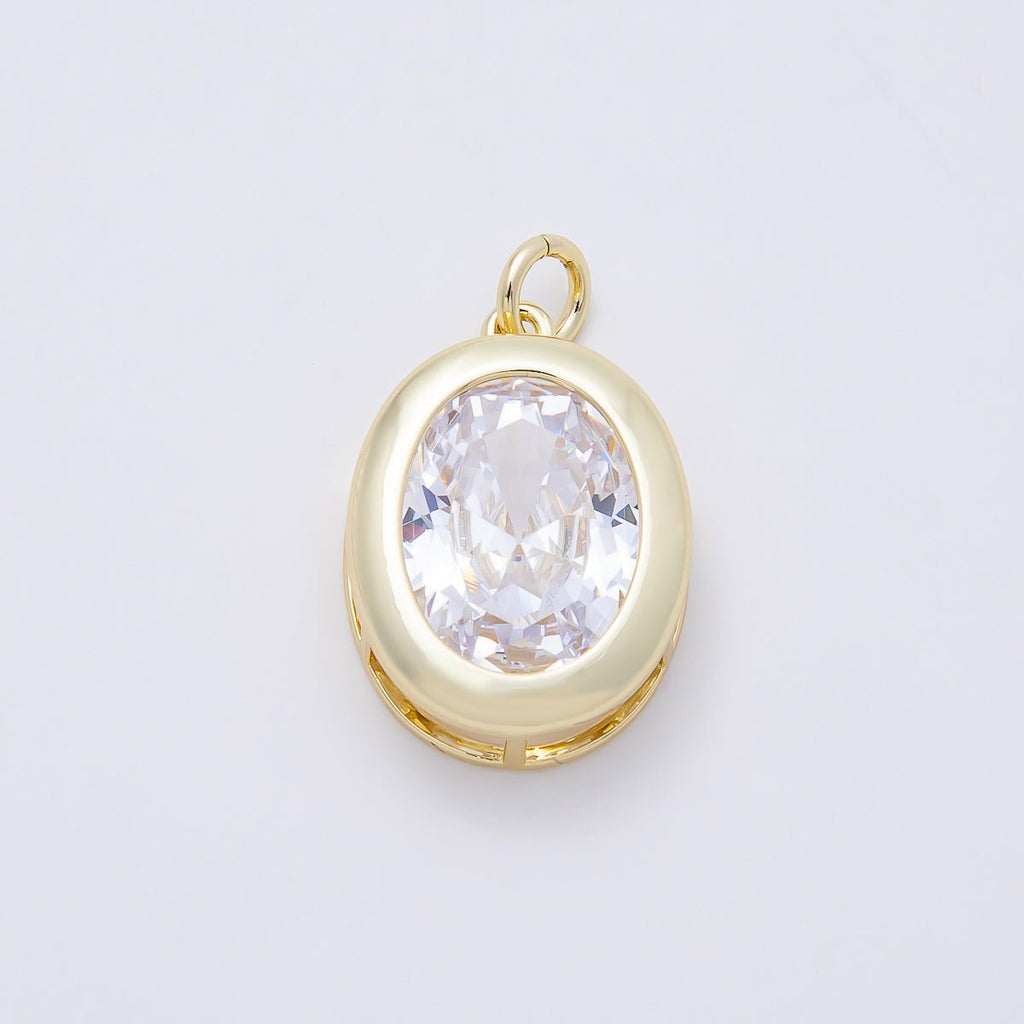 16K Gold Filled 23mm Clear, Turquoise Oval Bezel Charm | Charms-01100  Charms-01101