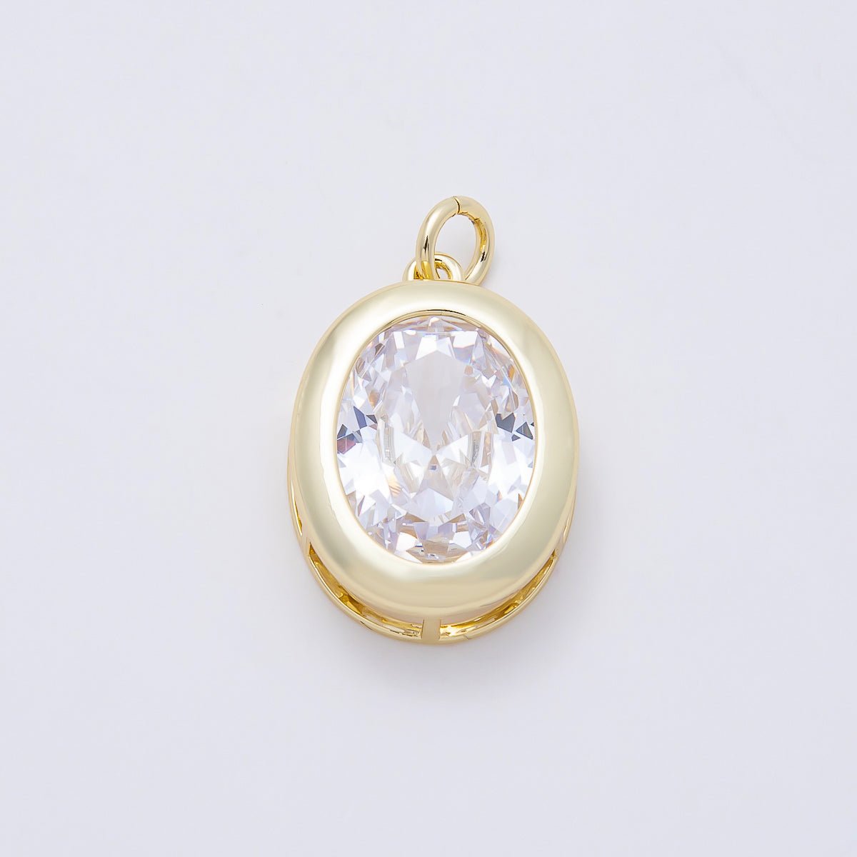 16K Gold Filled 23mm Clear, Turquoise Oval Bezel Charm | Charms-01100  Charms-01101