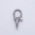16K Gold Filled 23mm Micro Paved CZ Textured Lobster Claw Clasps in Silver & Gold | Findings-00160 Findings-00163