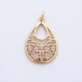 16K Gold Filled 24mm Clear Baguette CZ Open Oval Charm | Charms-00390